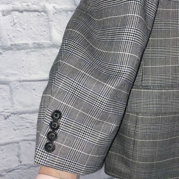 Stafford essentials mens 44R black & white button plaid blazer - Picture 3 of 13